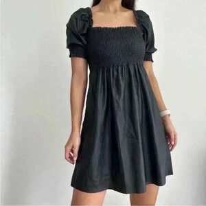 7 FOR ALL MANKIND ATHENA NAP BLACK FAUX LEATHER SQUARE NECK DRESS NWT SIZE M